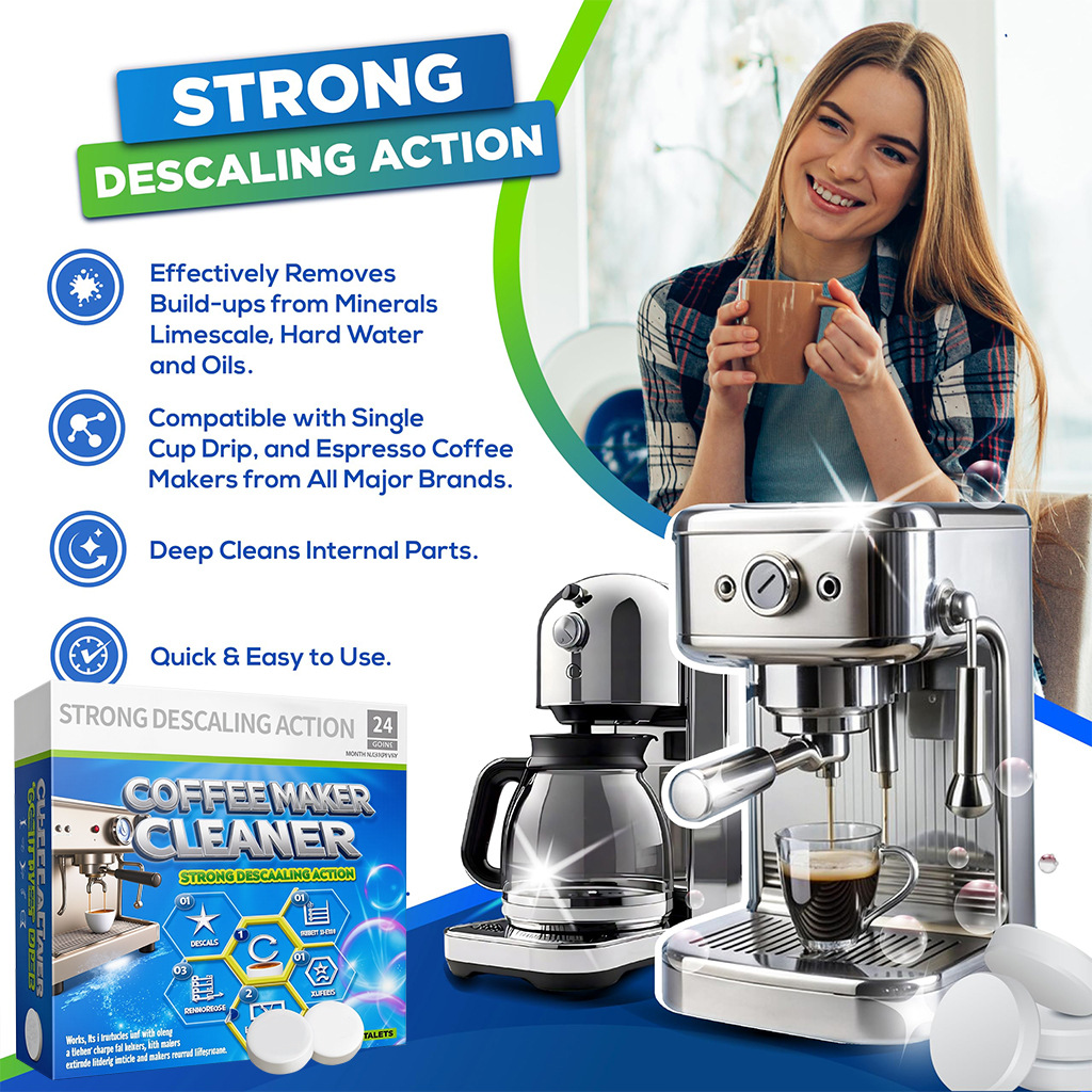 Cross-Border Coffee Machine Cleaner, Coffee Machine Effervescent Tablets, Tea Stains, Coffee Stains, Scale Cleaning And Care, Universal Coffee Machine