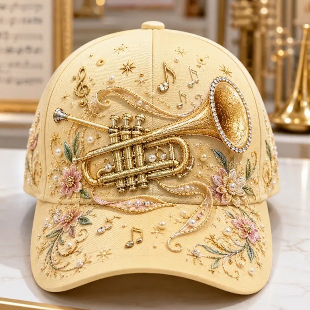 3D Floral Piano Baseball Cap, Spring/Summer Sunshade and Sun Protection Duckbill Cap, Ethnic Style, Versatile and Stylish