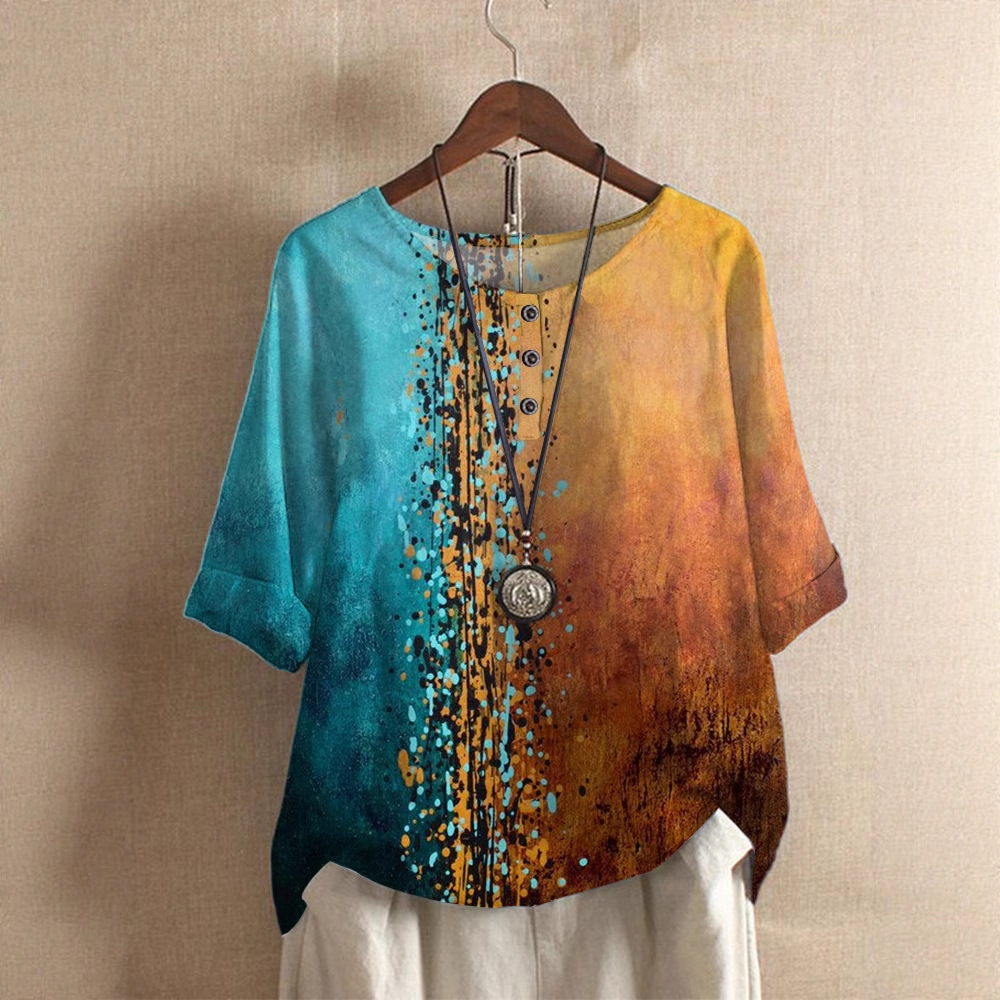 Women's Loose-fitting Fashion Digital Print Casual Top