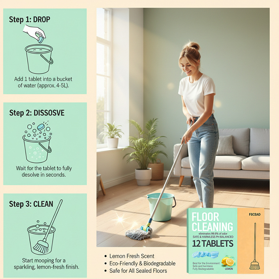 Cross-Border Floor Cleaner Wooden Floor Tile Household Cleaner Decontamination And Descaling Fresh Fragrance Floor Descaling Tablets
