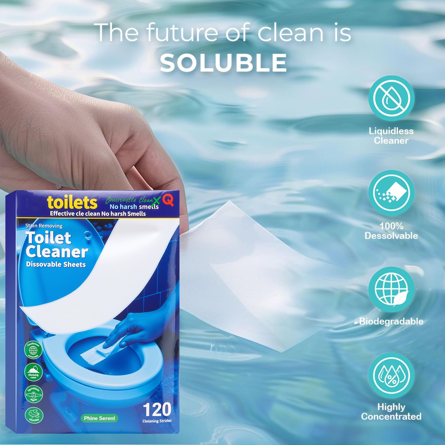 Cross-Border Toilet Cleaning Tablets Toilet Tablets Portable Non-Dirty Hand Toilet Paper Household Toilet Cleaning Spirit For Descaling And Decontamination