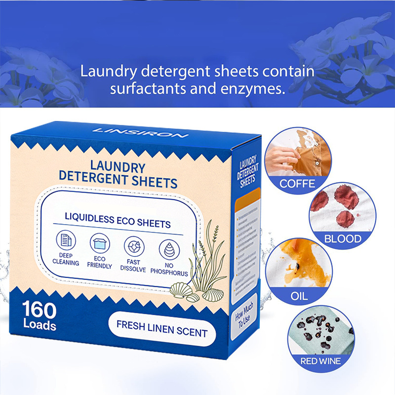 Cross-Border Laundry Tablets, Clothes And Sheets, Disposable Cleaner, Portable Laundry Bubble Paper, Highly Active Material, Powerful Decontamination