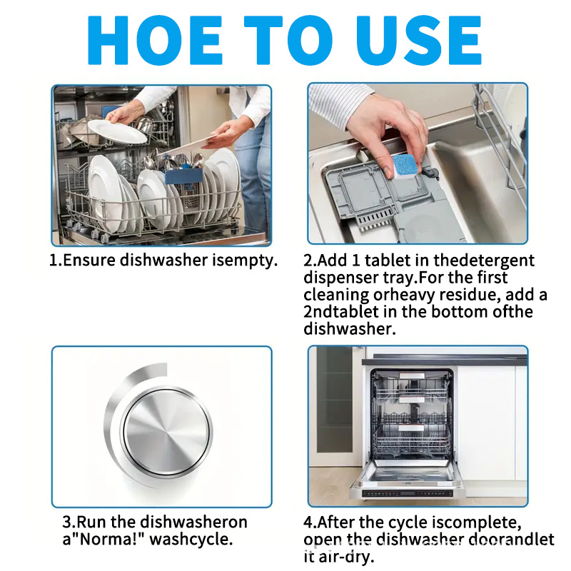 Cross-Border Dishwasher Detergent Dishwasher Cleaning Effervescent Tablets Kitchenware Heavy Oil Stain Removal Tableware Cleaning Tablets