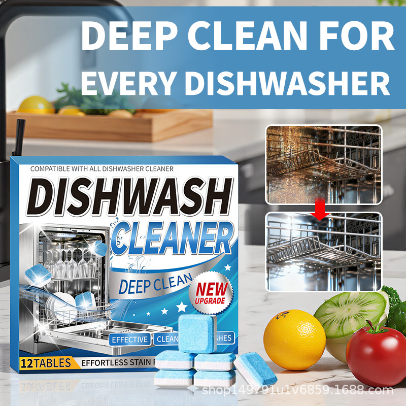 Cross-Border Dishwasher Detergent Dishwasher Cleaning Effervescent Tablets Kitchenware Heavy Oil Stain Removal Tableware Cleaning Tablets