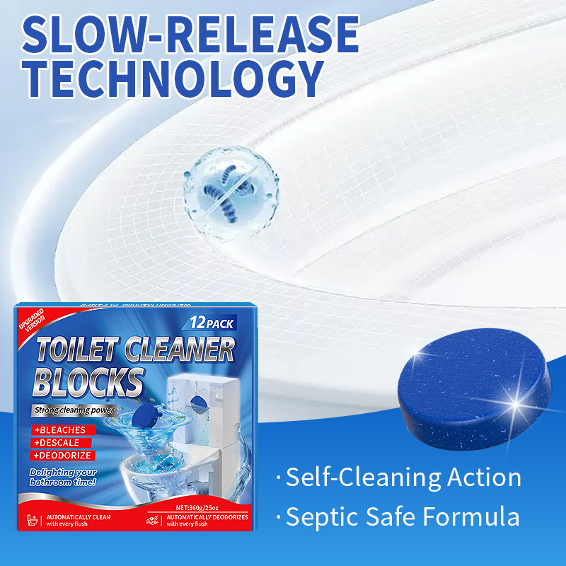 Cross-Border Toilet Cleaning Tablets Toilet Block Toilet Blue Bubble Removes Urine Scale And Stains Long-Lasting Toilet Cleaning Spirit Toilet Cleaning Tablets