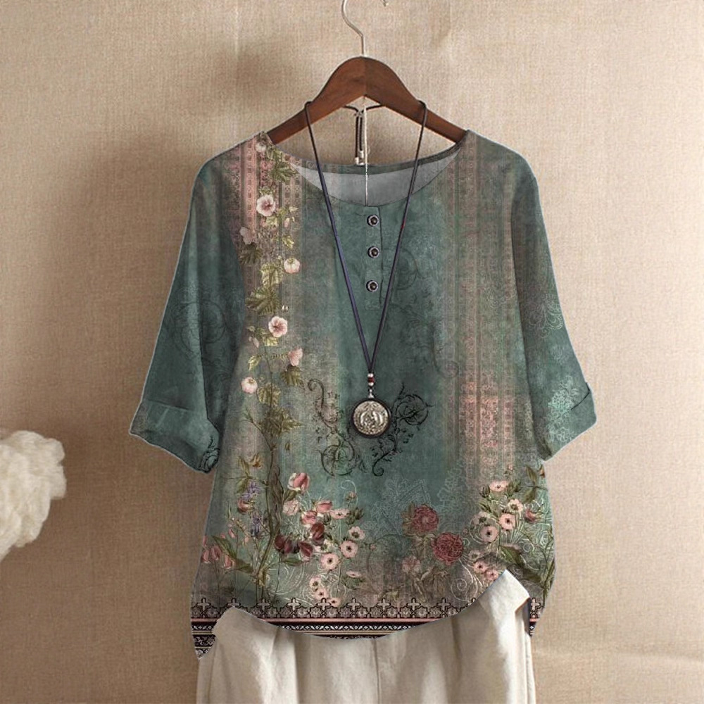 Women's Loose-fitting Fashion Digital Print Casual Top