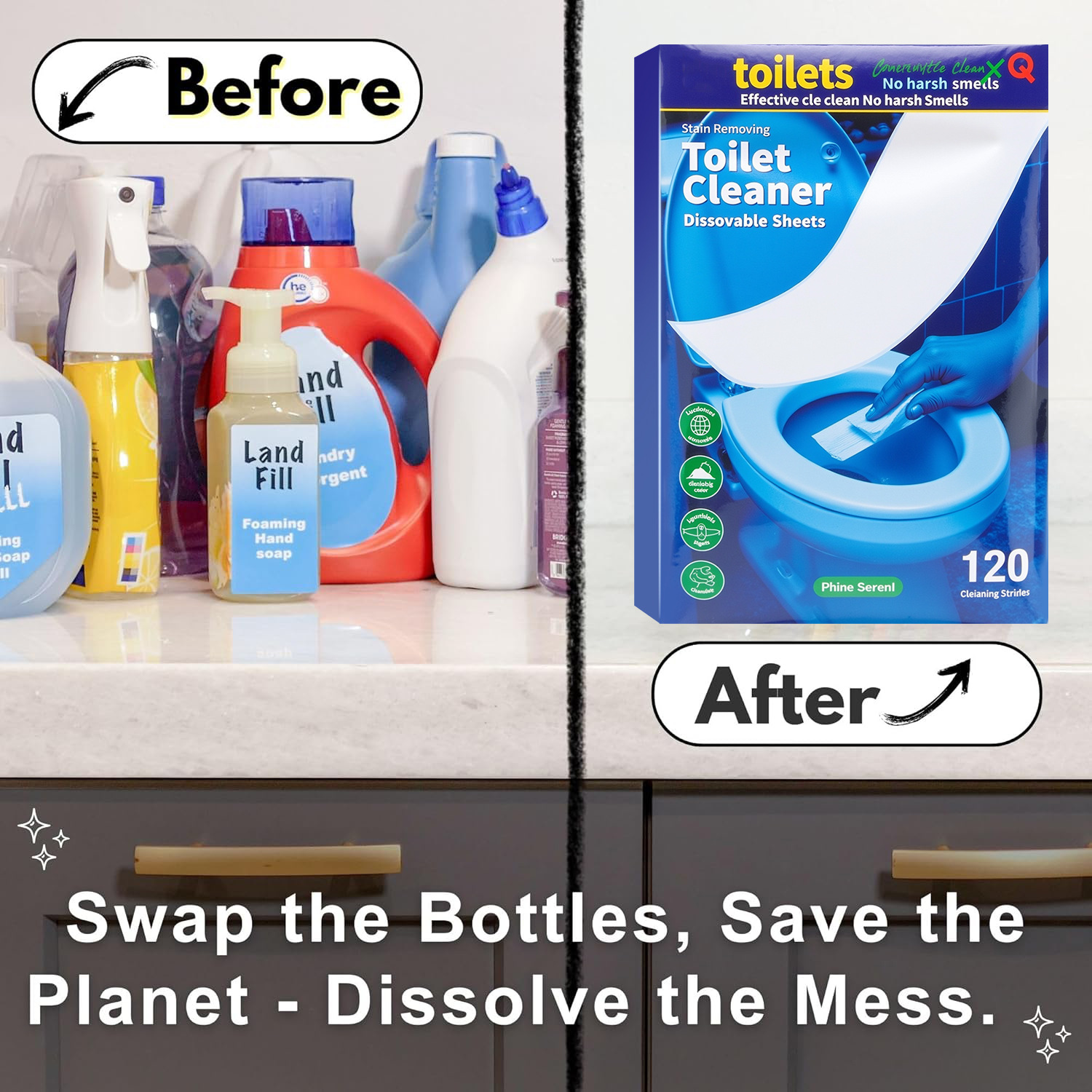 Cross-Border Toilet Cleaning Tablets Toilet Tablets Portable Non-Dirty Hand Toilet Paper Household Toilet Cleaning Spirit For Descaling And Decontamination