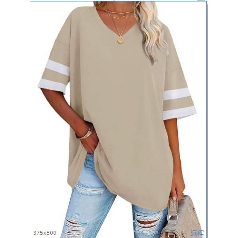 New Spring/Summer Loose-fitting Short-sleeved V-neck Women's Top