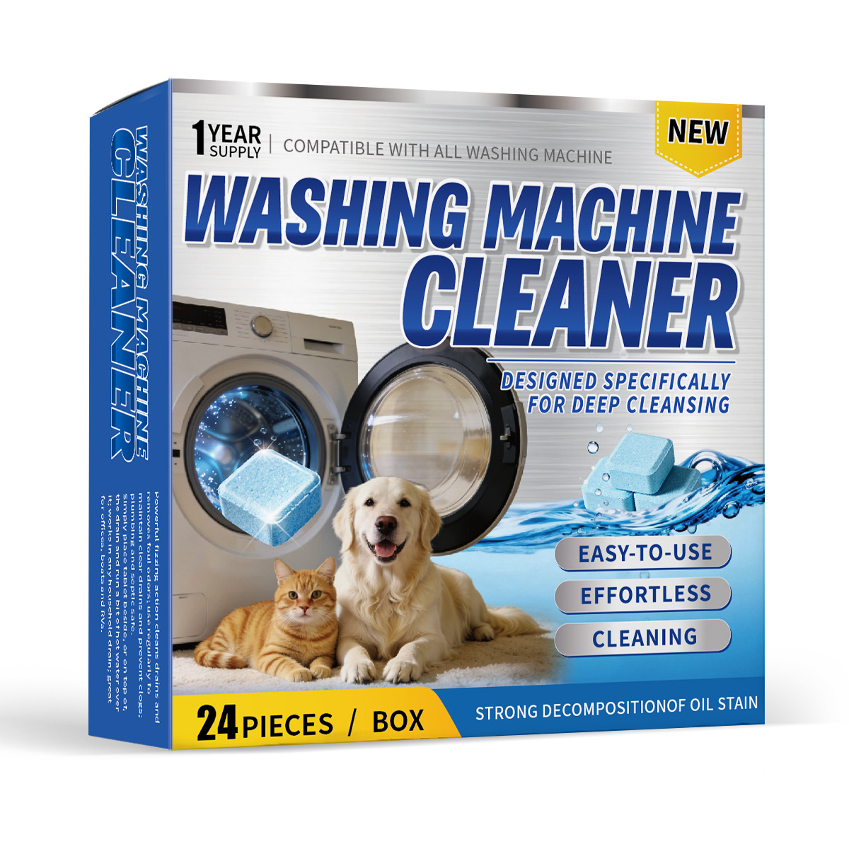 Cross-Border Pet Washing Machine Cleaner, Dog Hair Cleaning And Descaling Tablets For Pet Owners, Washing Machine Effervescent Tablets