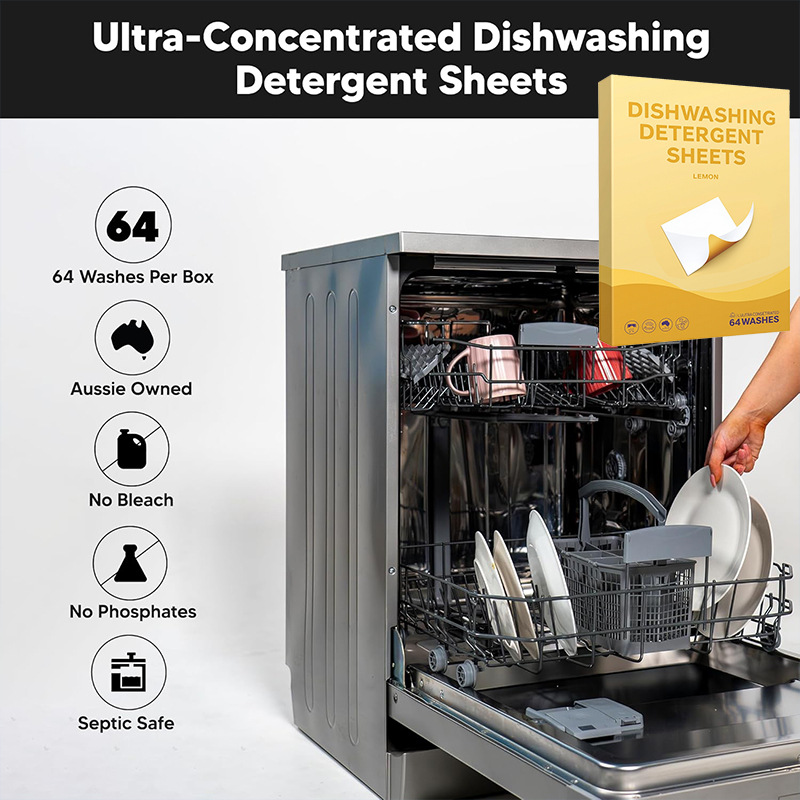 Cross-Border Dishwashing Cleaning Paper Dishwasher Detergent Tablets Portable Dishwashing Soap Tablets Fresh Lemon Scent To Remove Dirt And Scale