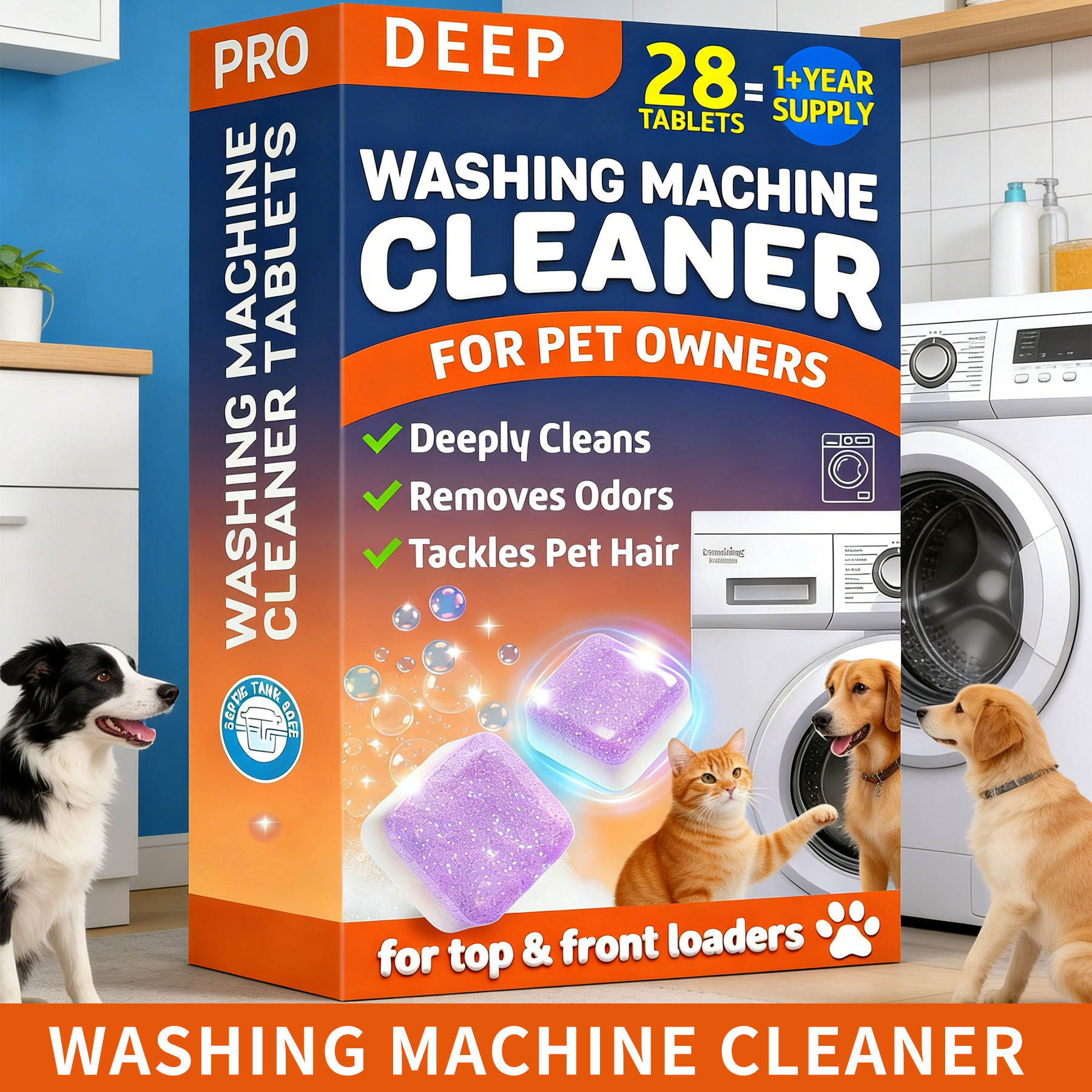 Cross-Border Pet Washing Machine Cleaner Pet Hair Cleaning Cat And Dog Washing Machine Cleaning Active Oxygen Effervescent Tablets