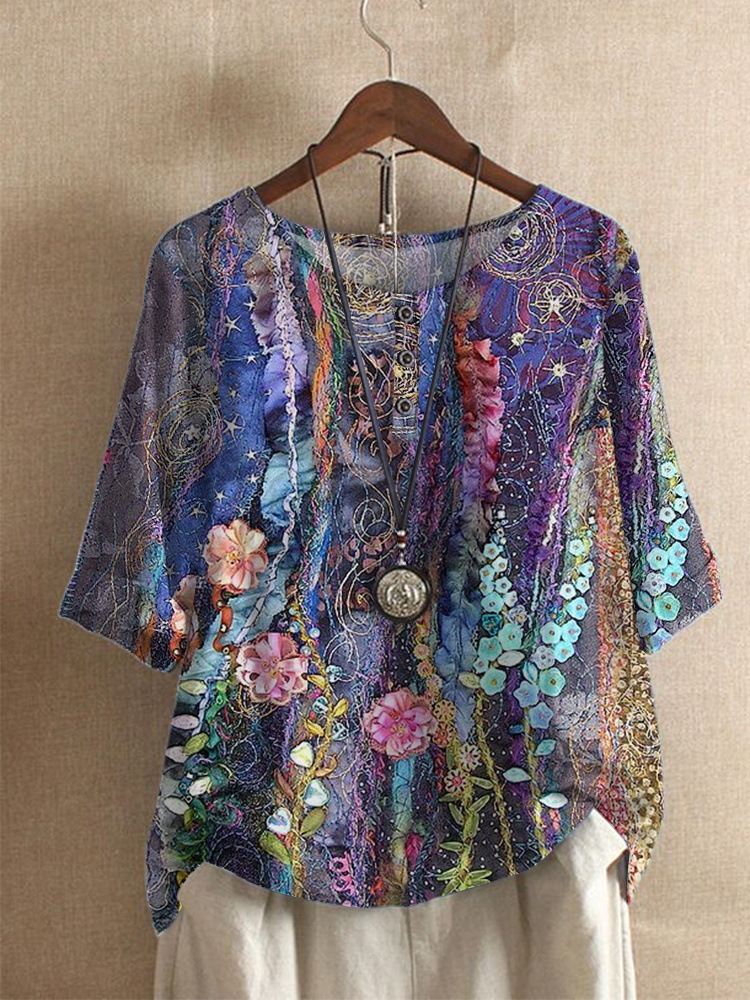 Women's Loose-fitting Fashion Digital Print Casual Top