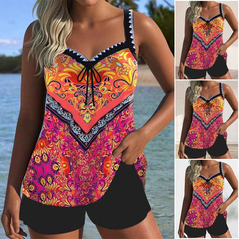 Women's swimwear set with a floral pattern