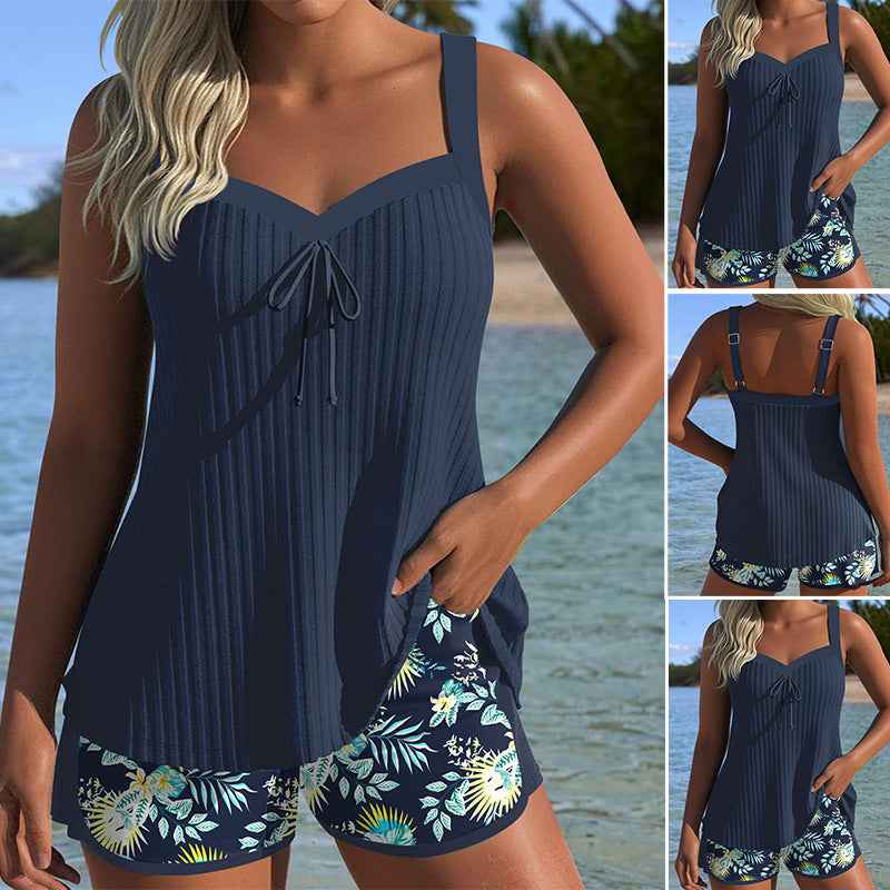 Women's swimwear set with a floral pattern