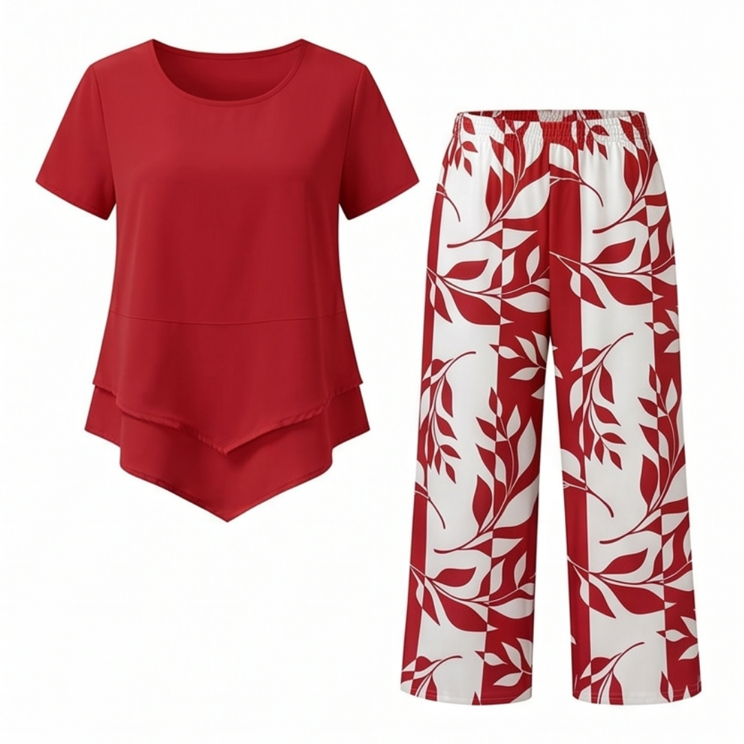 Asymmetric Tunic & Wide Leg Pants Set
