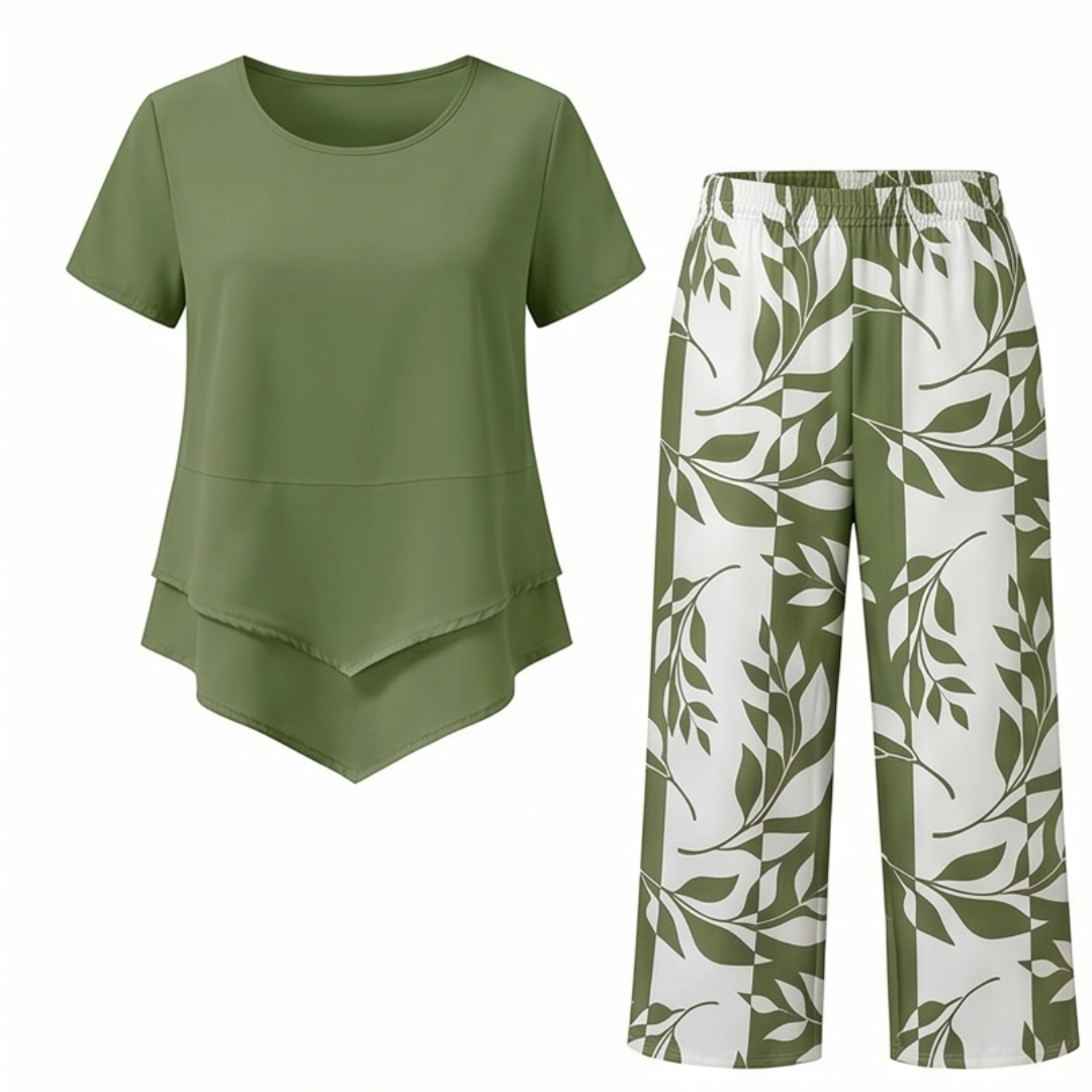 Asymmetric Tunic & Wide Leg Pants Set