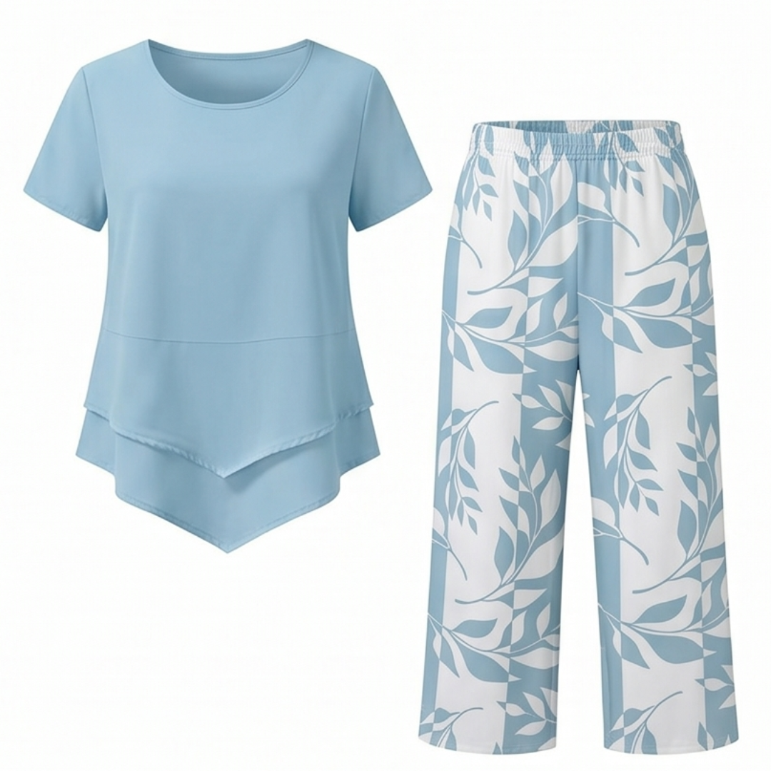 Asymmetric Tunic & Wide Leg Pants Set