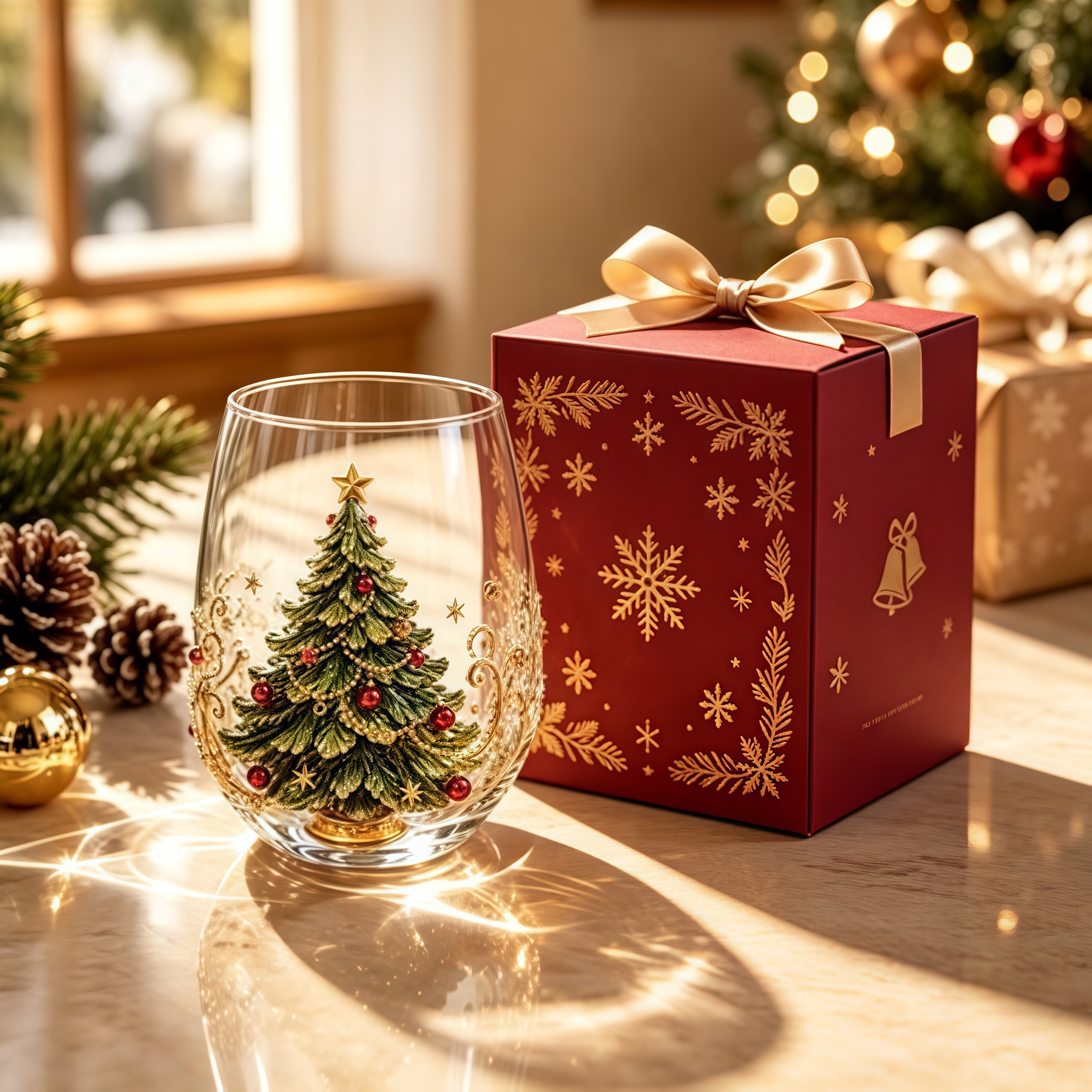 Bestselling everyday Christmas-themed glass art wine glasses
