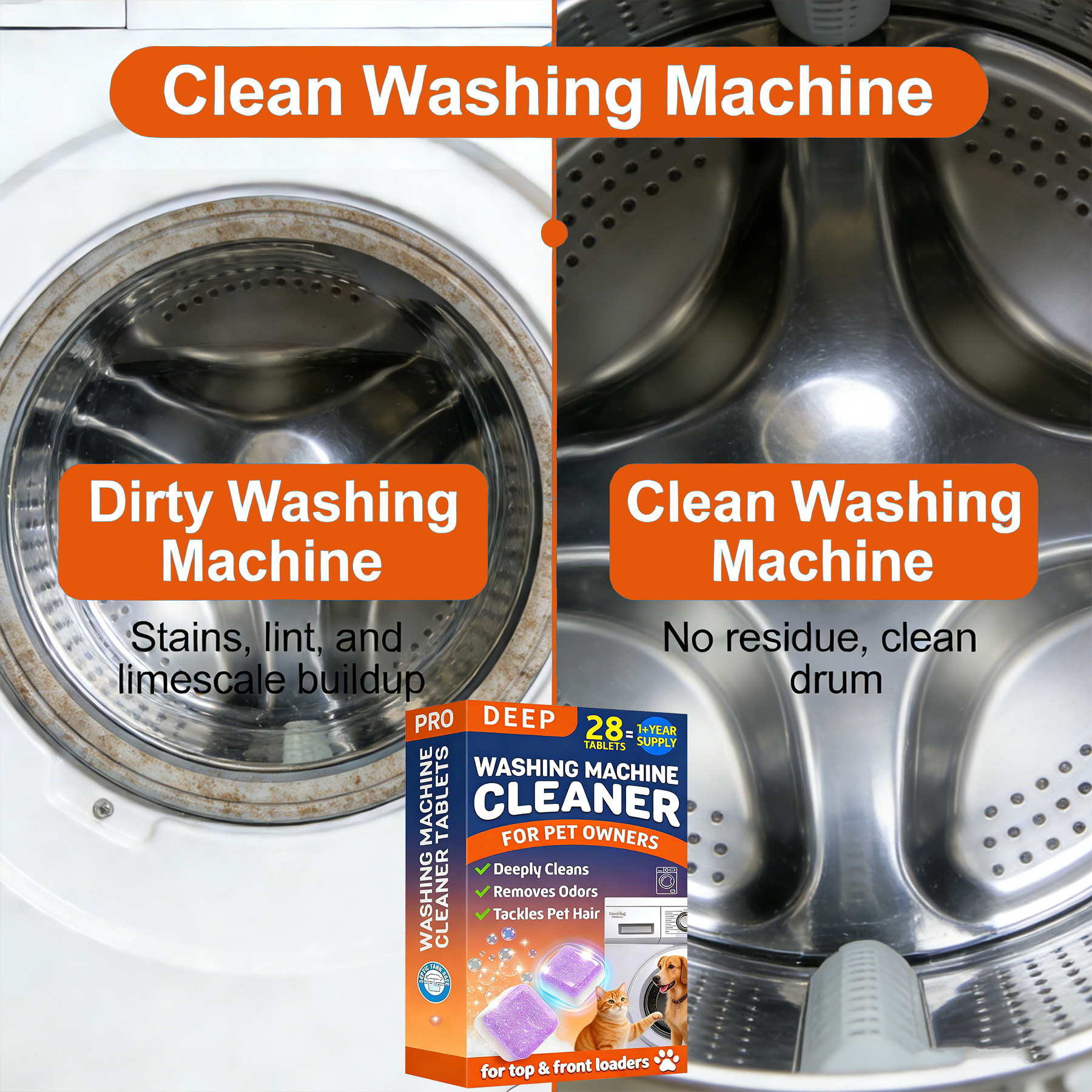 Cross-Border Pet Washing Machine Cleaner Pet Hair Cleaning Cat And Dog Washing Machine Cleaning Active Oxygen Effervescent Tablets