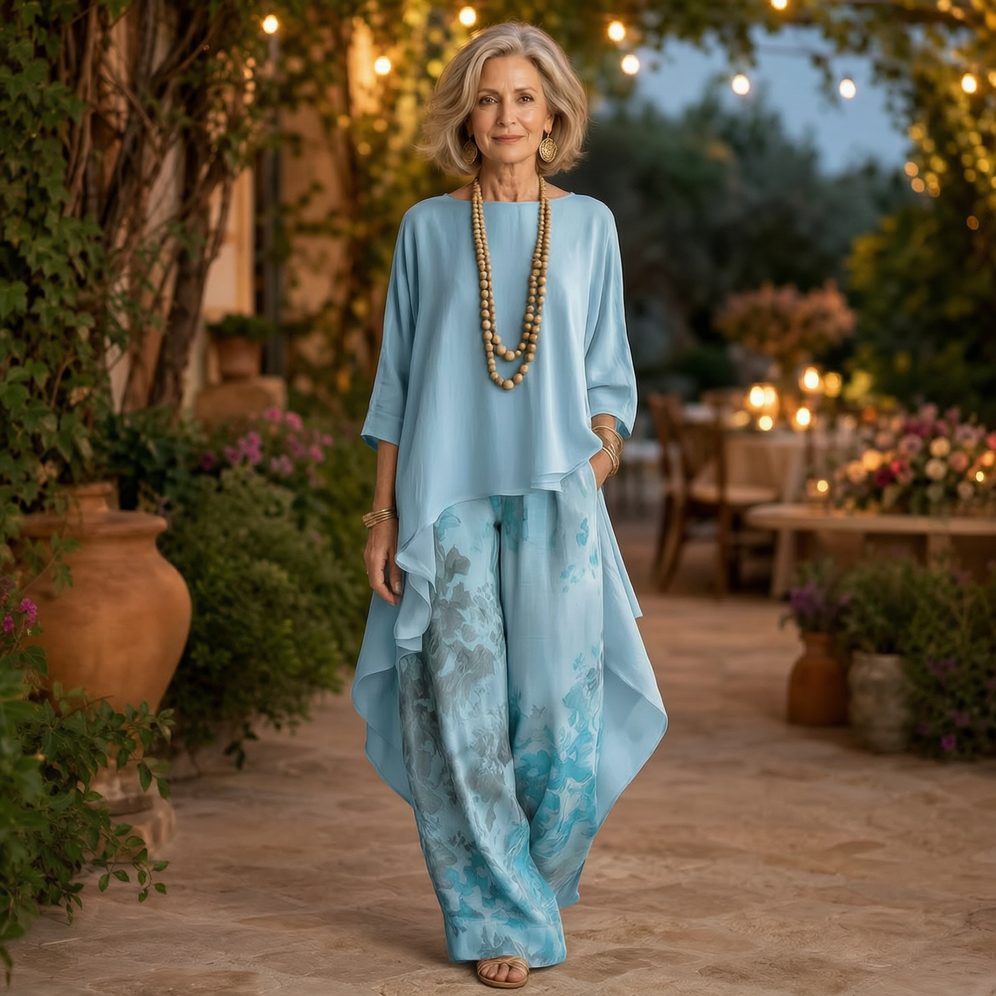 Elegant Passion - Summer Women's Wide-Leg Pants Casual Two-Piece Set