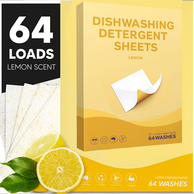 Cross-Border Dishwashing Cleaning Paper Dishwasher Detergent Tablets Portable Dishwashing Soap Tablets Fresh Lemon Scent To Remove Dirt And Scale