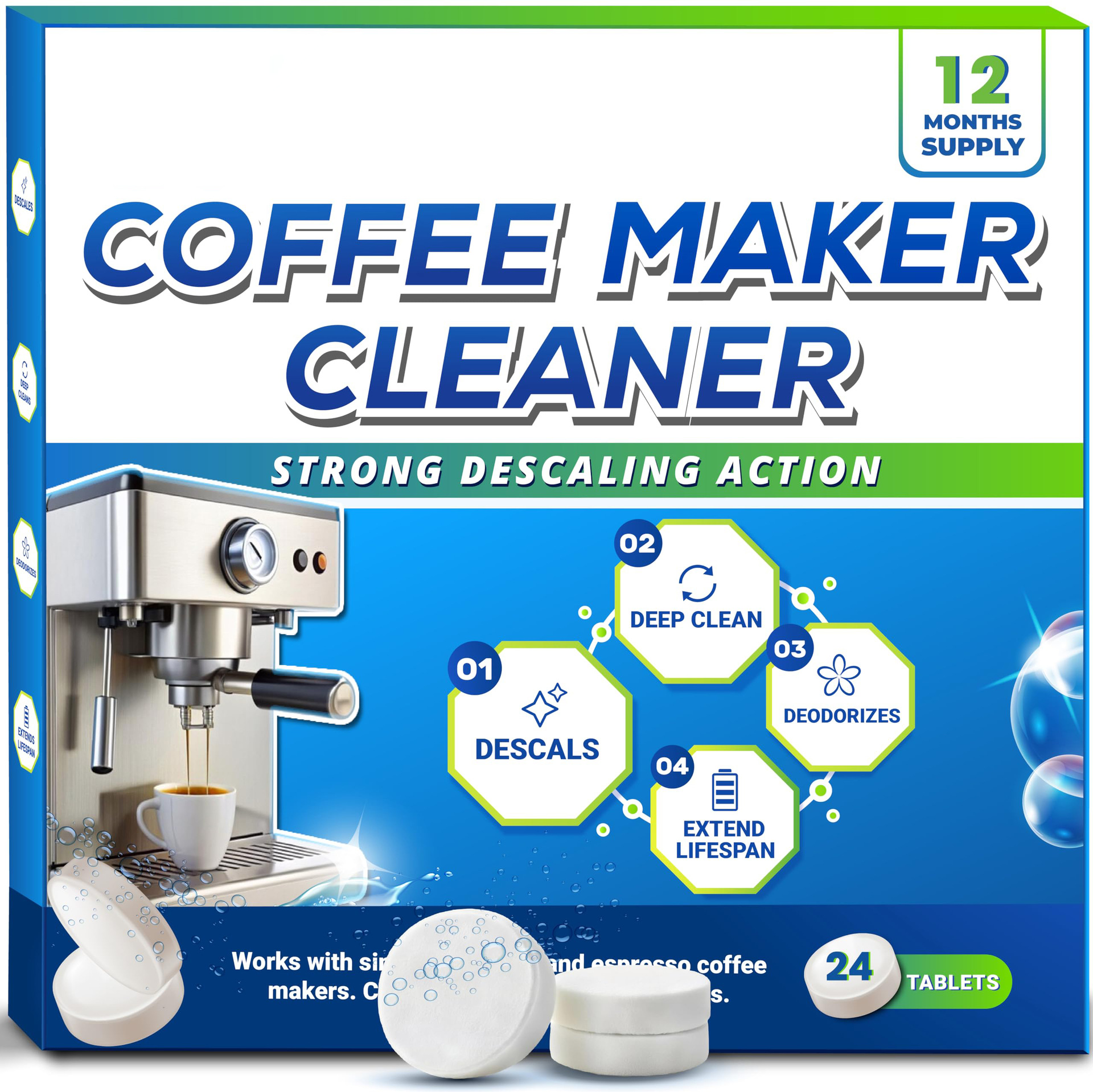 Cross-Border Coffee Machine Cleaner, Coffee Machine Effervescent Tablets, Tea Stains, Coffee Stains, Scale Cleaning And Care, Universal Coffee Machine