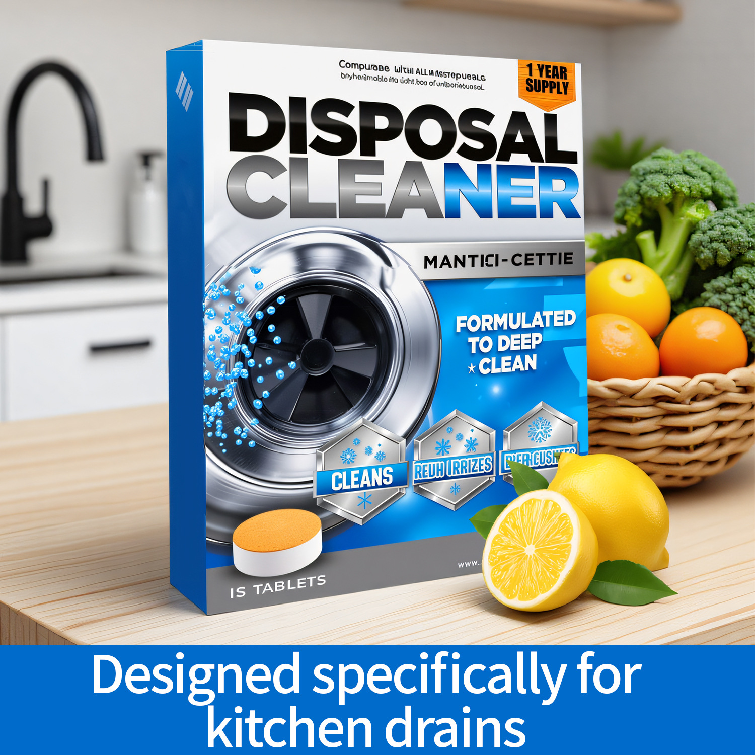 Cross Border Garbage Disposal Cleaning Tablets Fresh Citrus Foam Sink Garbage Disposal Freshener Drainage Cleaning