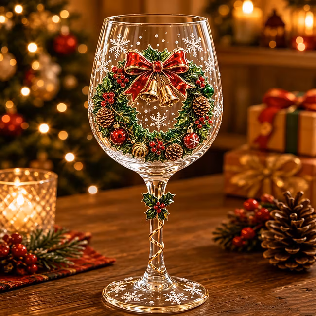 🔥🎁Christmas 3D Wine Glass Collection Gift Box Set✨