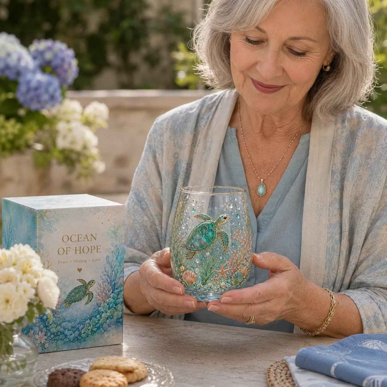 🌸🌿Garden Morning Bliss Glass Tea Cup☀️☕