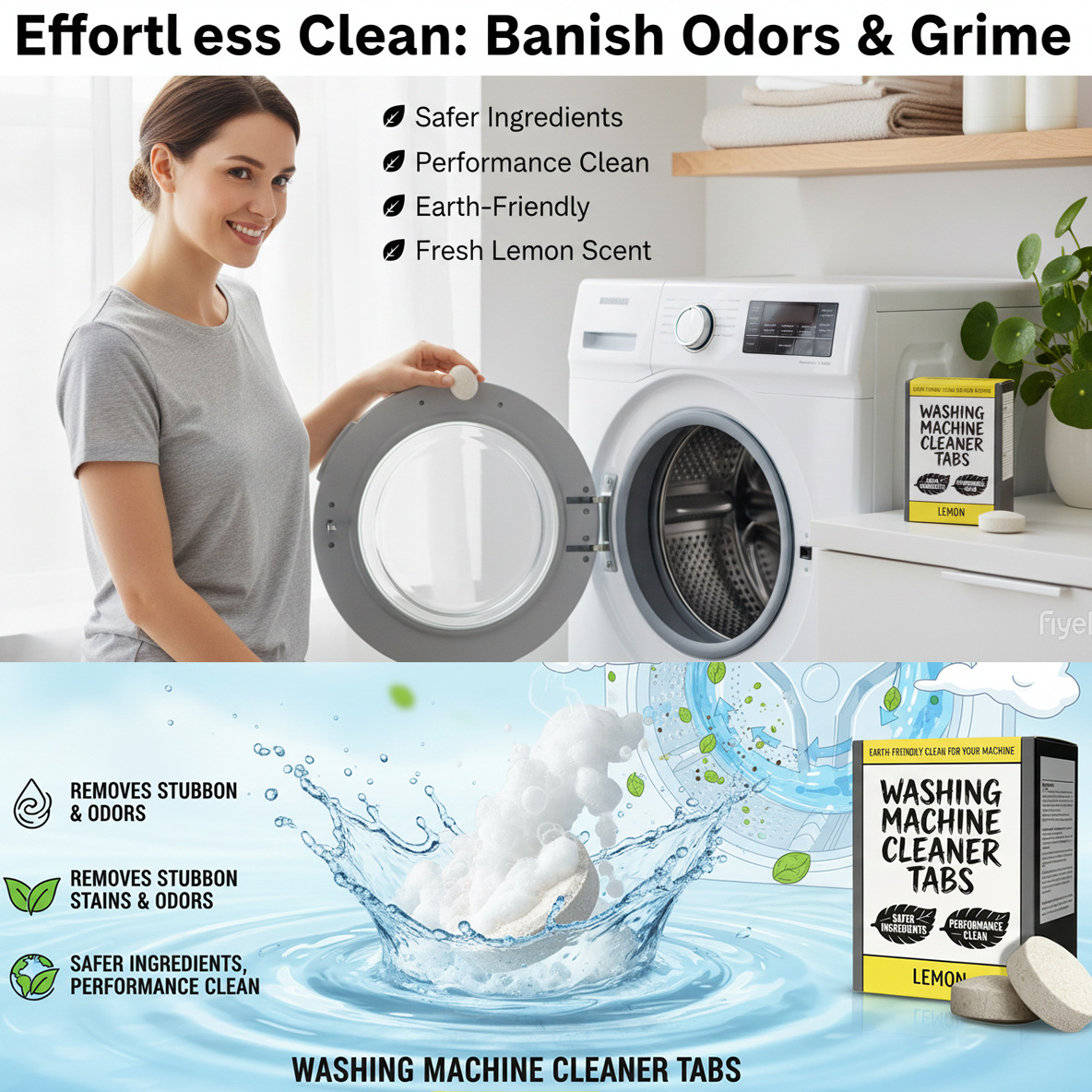 Cross-Border Washing Machine Tank Cleaner Decontamination And Descaling Fully Automatic Cleaning Effervescent Tablets Three-In-One Oxygen Cleaning Tablets