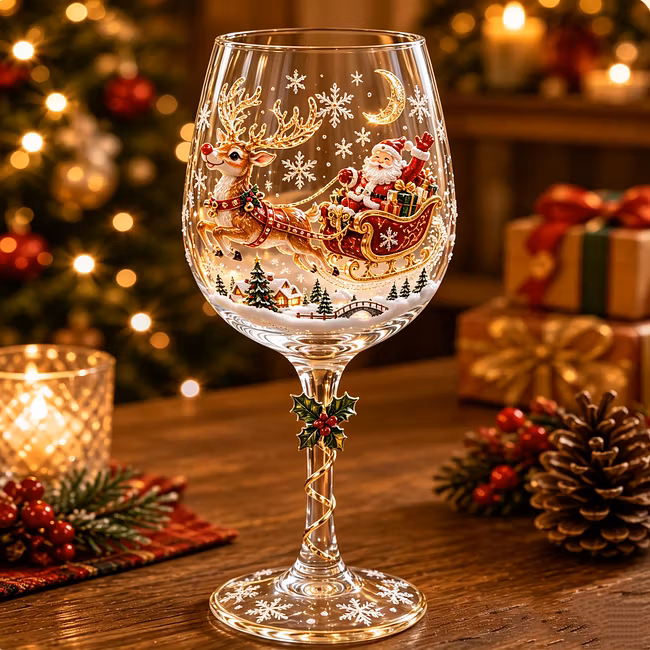 🔥🎁Christmas 3D Wine Glass Collection Gift Box Set✨