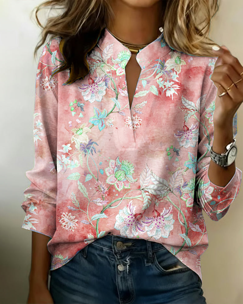 Puredrum The Sandra Women's Casual Blouse, Solid Color Button Top in Blue Green Pink