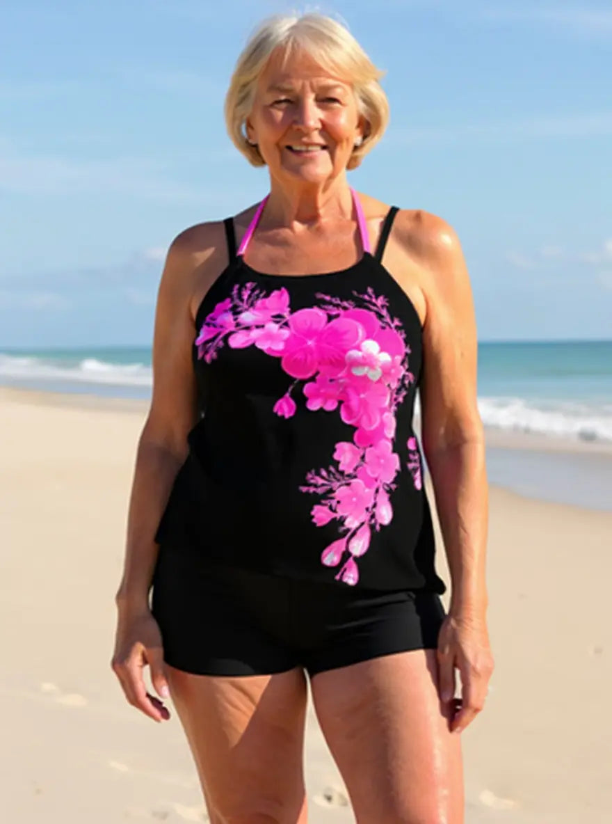 Women's floral halter swimsuit