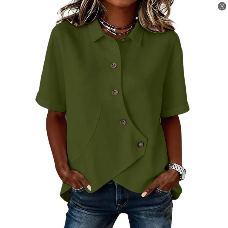 Women'S Casual Solid Color Irregular Shirt