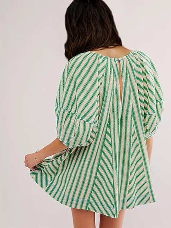 Blue Zone Planet | Short-Sleeved Striped Jumpsuit, Slim And , Loose Deep V Wide-Leg Short Jumpsuit