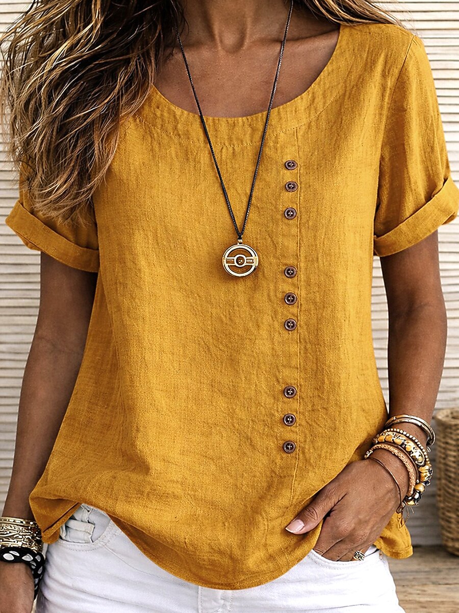 Women's button-down 100% cotton loose plus size shirt