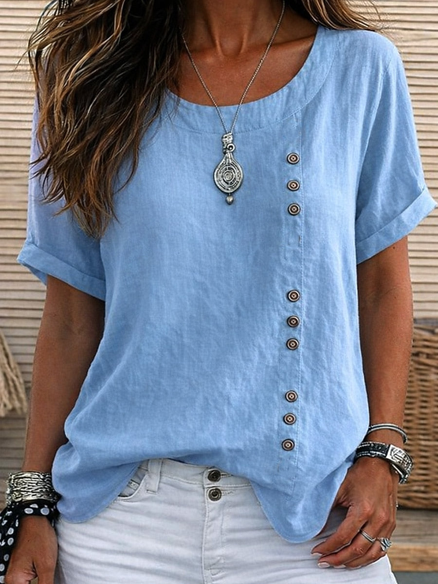 Women's button-down 100% cotton loose plus size shirt