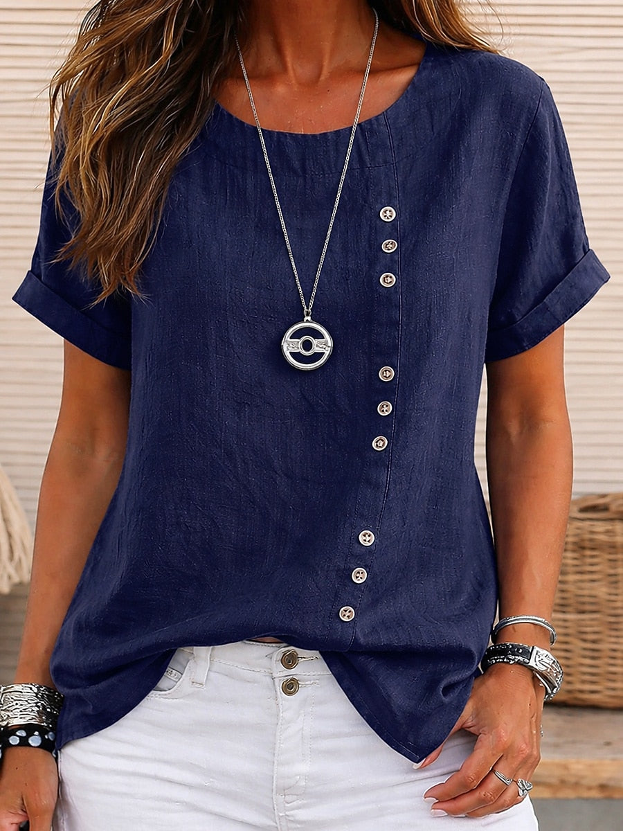 Women's button-down 100% cotton loose plus size shirt