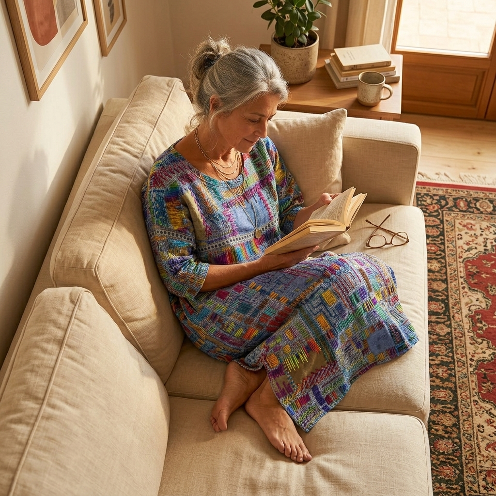 Tessara – Artisan Print Midi Dress with Pockets