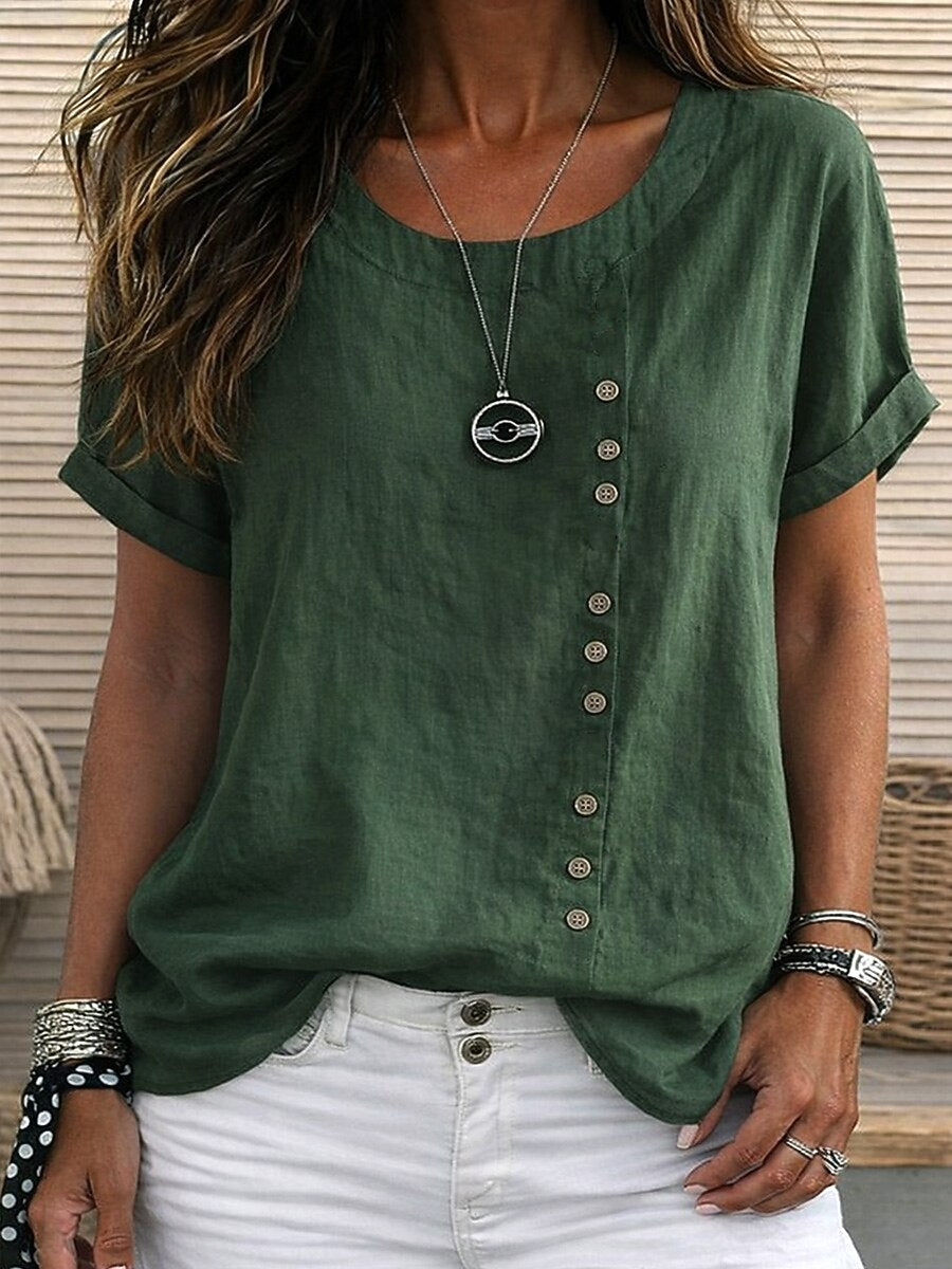 Women's button-down 100% cotton loose plus size shirt