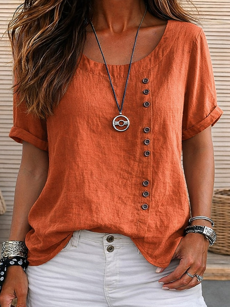 Women's button-down 100% cotton loose plus size shirt