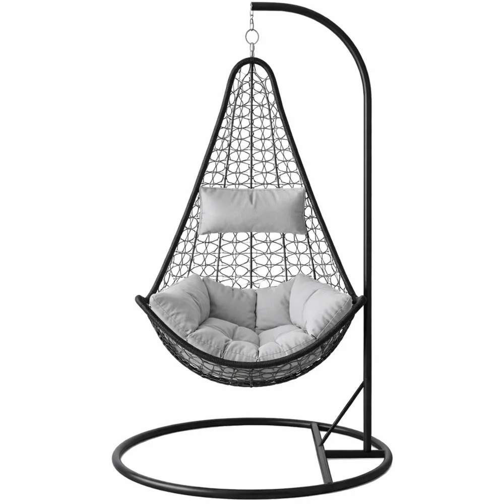 Chaise hamac suspendue avec coussin pour extérieur, structure robuste