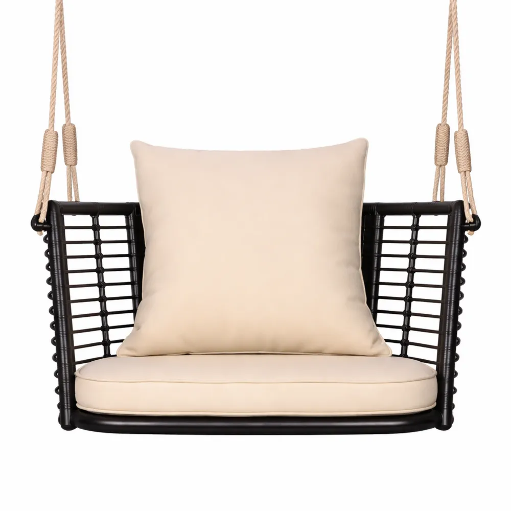 Chaise suspendue rotin extérieur avec coussins