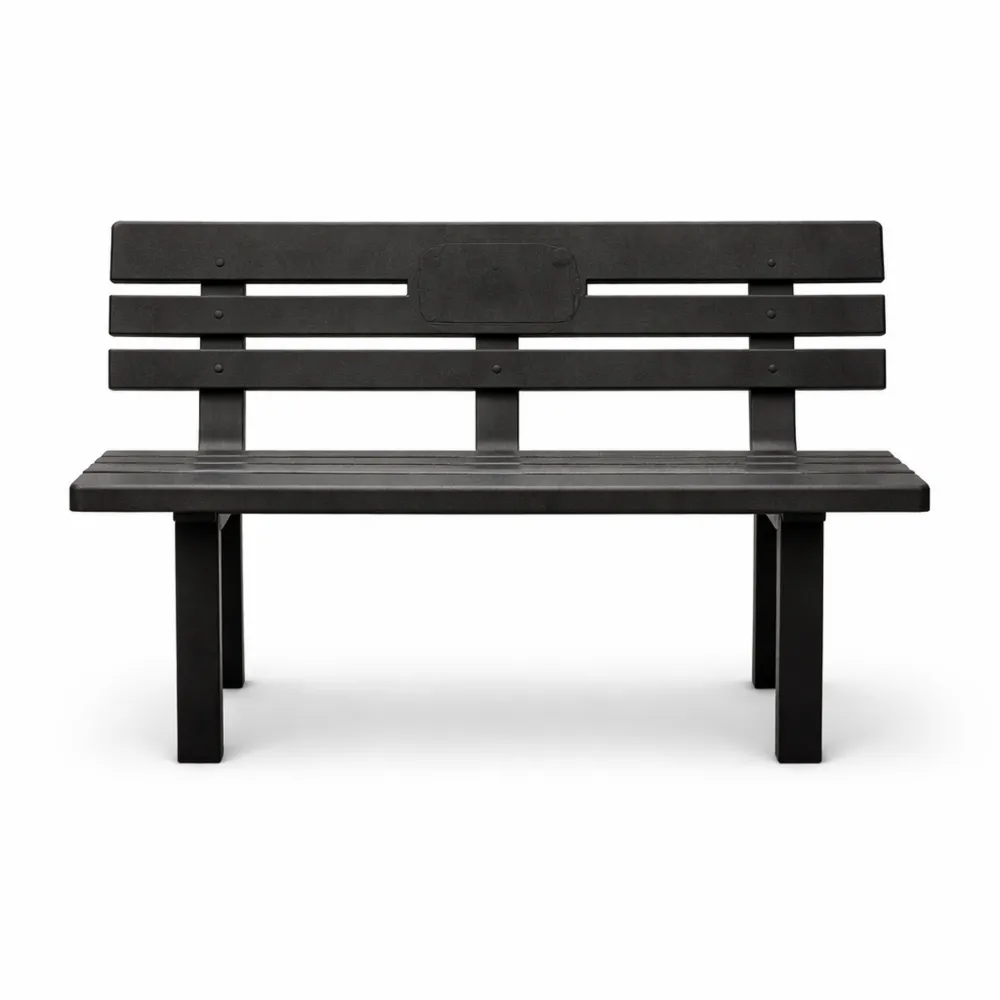 Banc de jardin monobloc en anthracite, 110x52x71 cm
