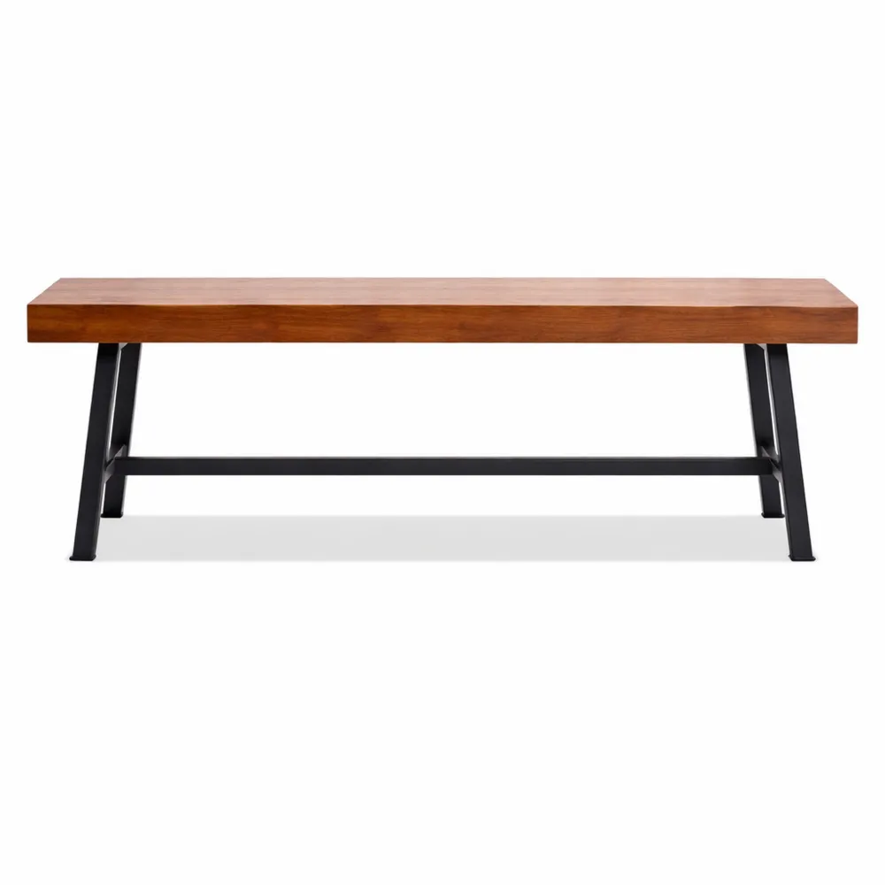 Banc de jardin en bois avec pieds métalliques, capacité jusqu'à 226,8 kg