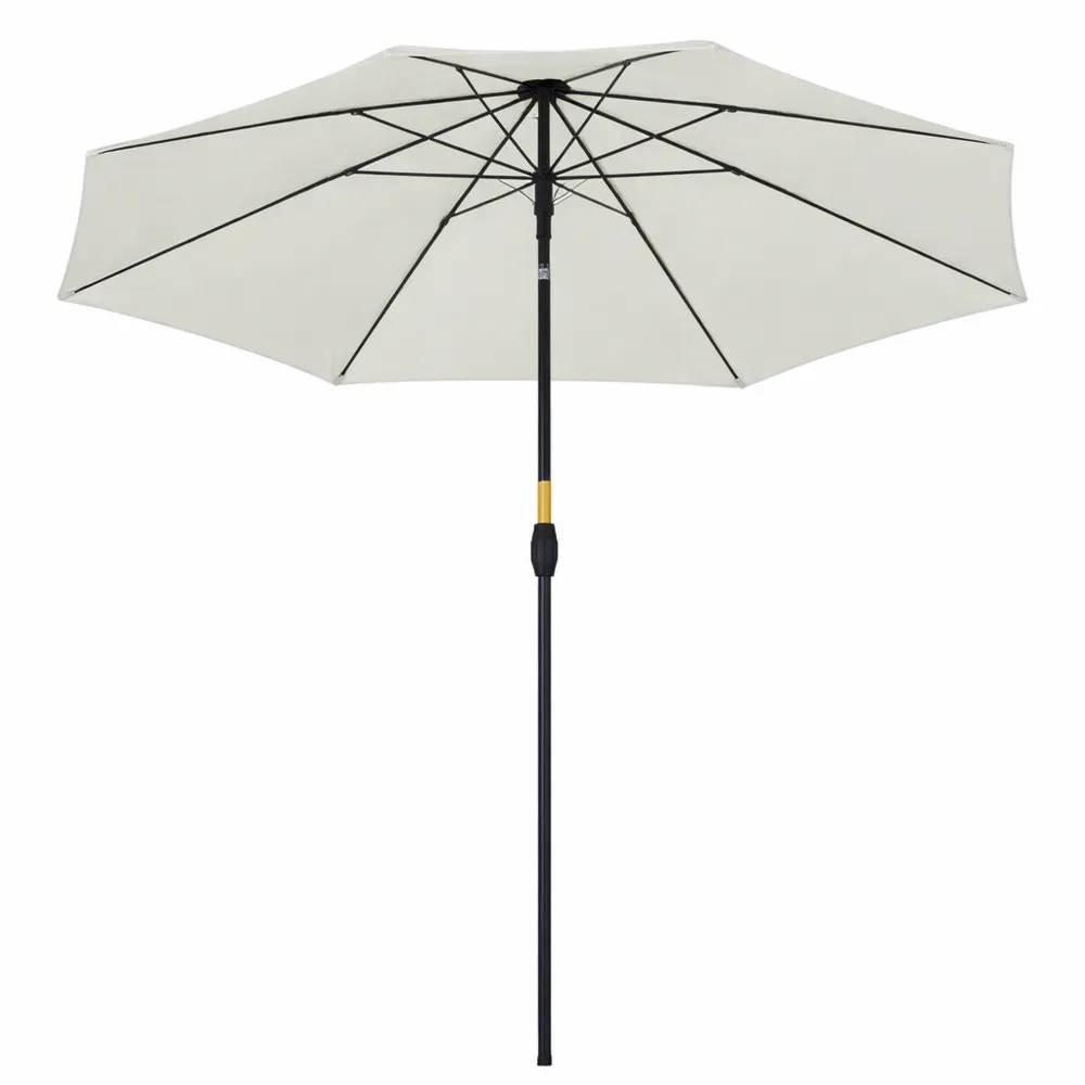 Parasol de jardin inclinable en aluminium et polyester, diamètre 2,65 m, coloris crème