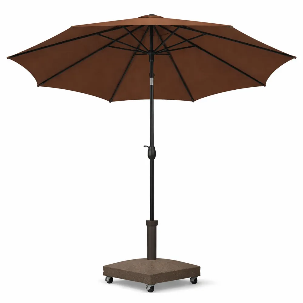 Grand Parasol de Jardin Inclinable avec Roulettes, Chocolat