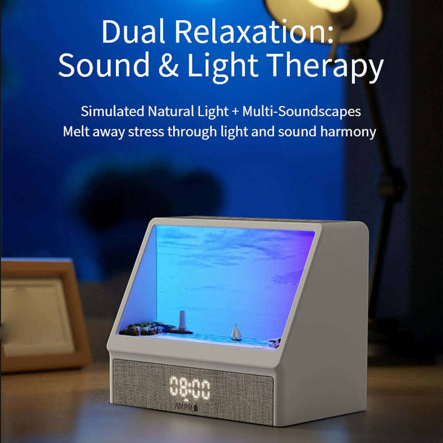 Bedroom Sunrise Alarm Clock — Stepless-Dimming Moon Lamp with Dual Alarms