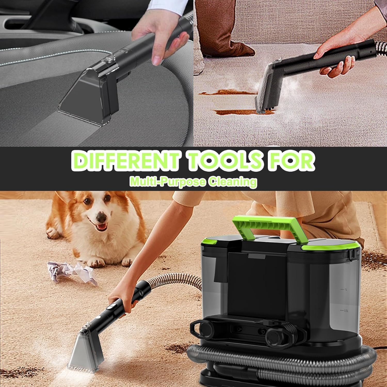 Portable Carpet & Upholstery Cleaner, 21KPa 800W Deep Cleaner