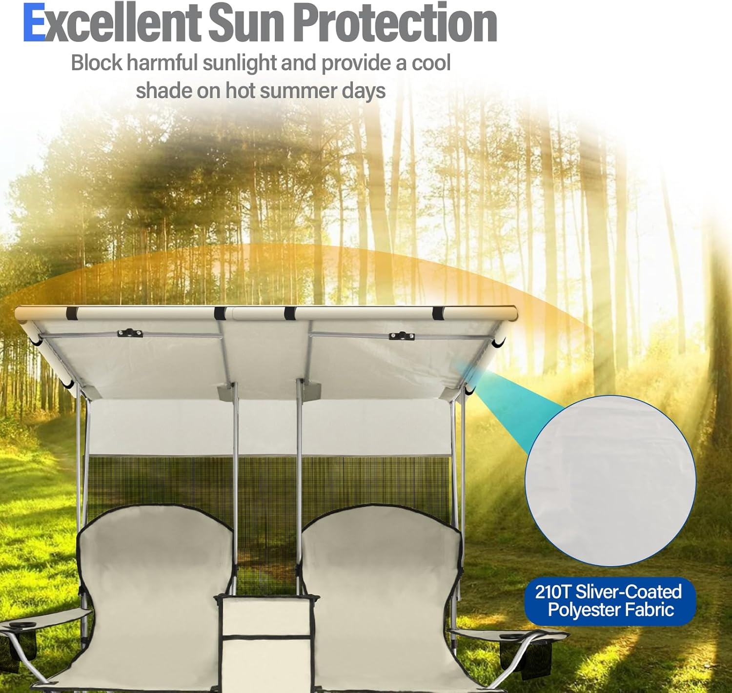Portable 2-Person Camping Chair with Sunshade Canopy